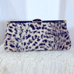 Garay Vintage Leopard Fabric Clutch Bag Size Small